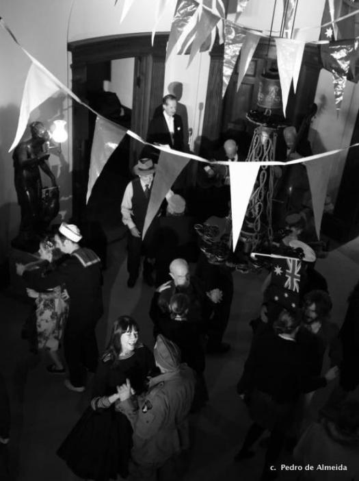 Guests dressed in 1940s style dancing to Greg Poppleton