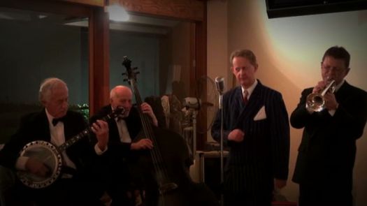 Greg Poppleton and the Bakelite Broadcasters - singing and playing the songs that made the Roaring 20s roar at a Murder Mystery Fun 1920s theme birthday party