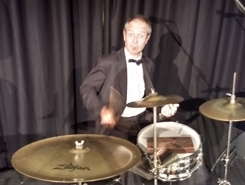 Keeping the beat on drum kit and washboard with the Greg Poppleton band was Adam Barnard.